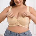 thumbnail image 5 of Fulorrnie Bras for Women Plus Size Wirefree Comfort Support Front Closure Longline Adjustable Strap Tie Bra, Light Yellow, 48F, 5 of 9