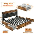 thumbnail image 6 of EnHomee King Bed Frame Storage Bed Frame King Size Upholstered Bed with Bookcase&Charging Station Metal Platform Bed Frame with Storage, 6 of 8