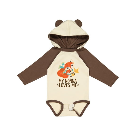 Inktastic My Nonna Loves Me Grandchild Cute Fox Boys or Girls Long Sleeve Baby Bodysuit