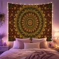 thumbnail image 2 of Golden Peacock Mandala in Ornate Radial Design, Serene Boho for Art Lovers, Bohemian Wall Art, Housewarming Gift, Tapestry Wall Hanging for Bedroom, Living Room and Dorm, 2 of 7