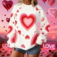 thumbnail image 1 of Uootdi Valentine's Day Sweatshirt for Women Crew Neck Love Heart Printed Graphic Sweatshirts Casual Holiday Long Sleeve Graphic Tee Tops Gift, 1 of 9
