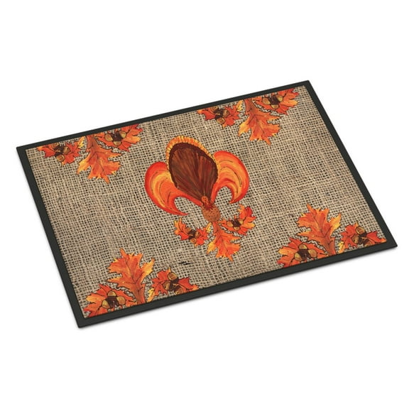 Thanksgiving Turkey Fleur de lis Doormat 24x36