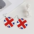 thumbnail image 5 of Round Leathe Dangle Earrings For Women British Flag Britain English England Circle Shape Drop Earrings Jewelry, 5 of 6
