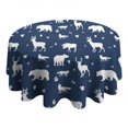 thumbnail image 4 of Dark Blue Christmas Animal Pattern Round Tablecloth 60"x60",Wrinkle Wipeable Table Cloth for Kitchen Dining Room Picnic Patio Party, 4 of 6