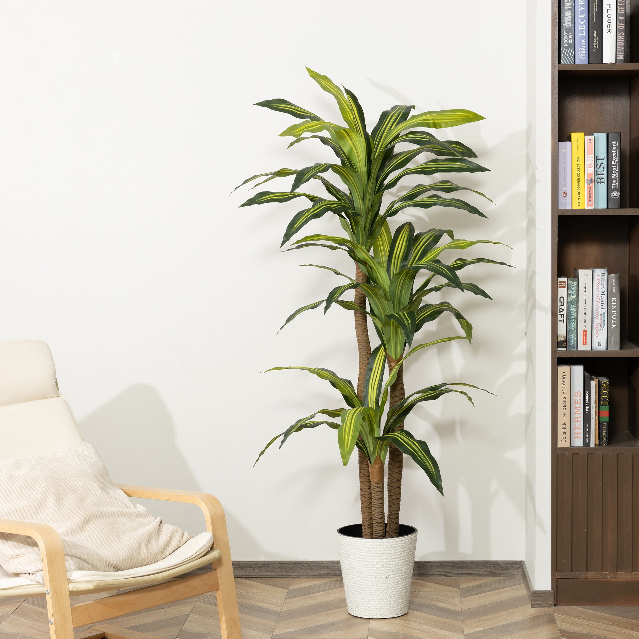 HiPlants 6ft Artificial Dracaena Plants in Black Plastic Pot, Faux Trees Indoor Outdoor Decor, Fake Plants for Home Decor Office Porch Patio Perfect Housewarming Gift