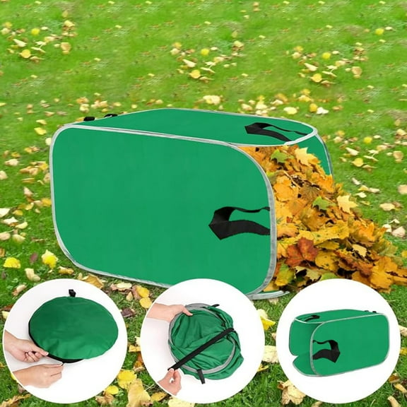 Hzsb Foldable Pop-up Leaf Collection Bag – Reusable, Large Capacity Garden Waste Bag with Handles for Lawn & Yard Cleanup