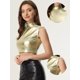 thumbnail image 2 of Top corto metálico para mujer, camisetas sin mangas holográficas brillantes sin mangas para fiesta Luz De Color Oro L, 2 of 5