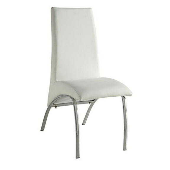 ACME Pervis Faux Leather Upholstered Side Chair in White and Chrome