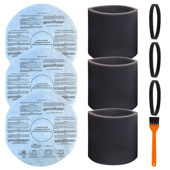 10 Pieces 90107 Filter and 90585 Foam Sleeve & Retaining Band, Compatible with Shop Vac 5 Gallon and Fit MACS-200D SS11-450 Vacmas