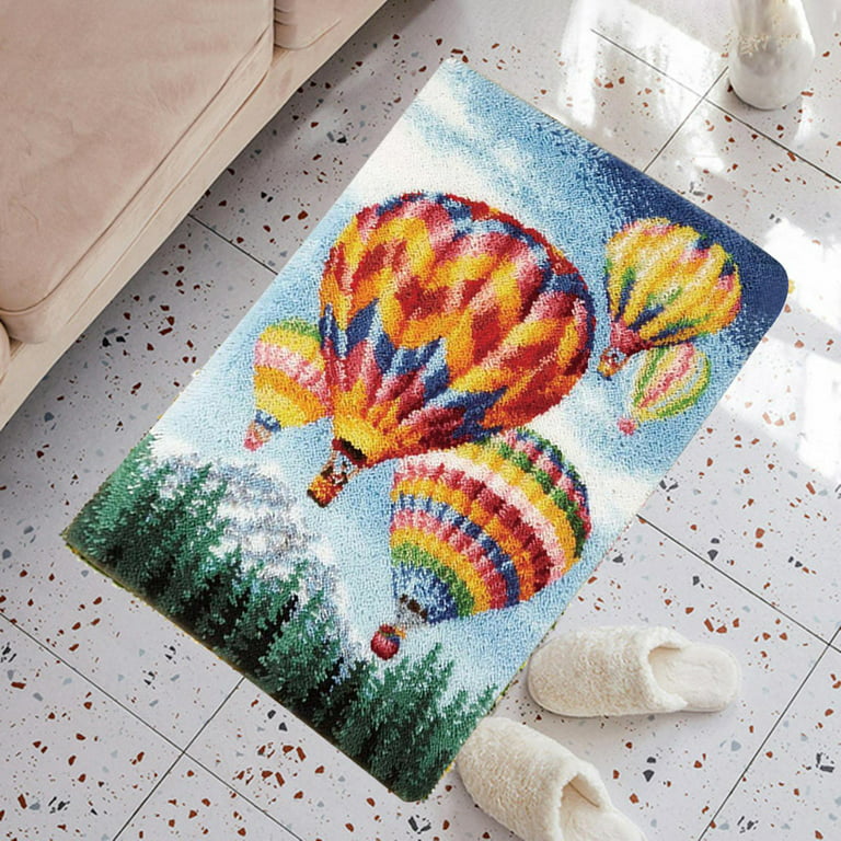 Latch Hook Rug Kits Embroidery Carpet Handmade Needlework Hot Air Balloon