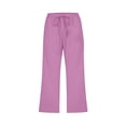 thumbnail image 3 of Posijego Girls Linen Pants Solid Color Lightweight Drawstring Elastic Waist Straight Leg Pants Summer Casual with Pockets, 3 of 9