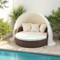 thumbnail image 4 of MICTONY Housse de Coussin de Lit de Jour d'Extérieur, Housse de Lit de Jour de 66 Pouces de Remplacement avec Bande Élastique, Housse de Coussin de Lit de Soleil, Lit Rond d'Extérieur Cu, 4 of 9