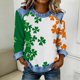 thumbnail image 1 of TaTaai 2026 Spring St Patrick Day Solid Color Top for Women Long Sleeve Patchwork Round Neck Casual Blouse Soft Comfy Shirt Daily Holiday Celebration Outfits Gift, 1 of 5