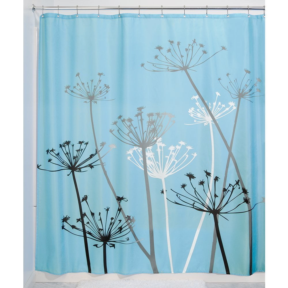 InterDesign Bathroom Shower Curtain Thistle Gray/Blue Modern Decor 72" 37221 