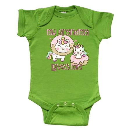 

Inktastic My Grandma Loves Me Unicorns Gift Baby Boy or Baby Girl Bodysuit
