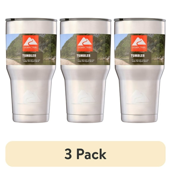 (3 pack) Ozark Trail 32 oz Vacuum Insulated Stainless Steel Tumbler, Silver
