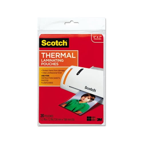 5 x 7 Inches Pack of 20 5 mil Thick Scotch Thermal Laminating Pouch 