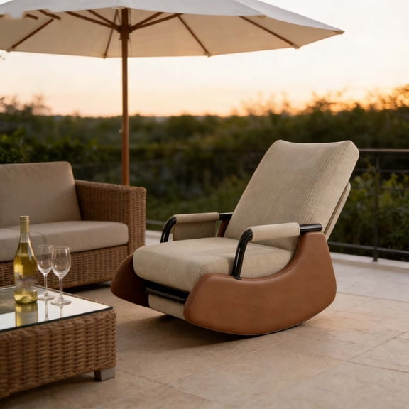 Modern Rocking Chair with Ottoman for Living Room, Upholstered Glider Chair with Comfortable Seat, Easy to Clean Fabric for Home