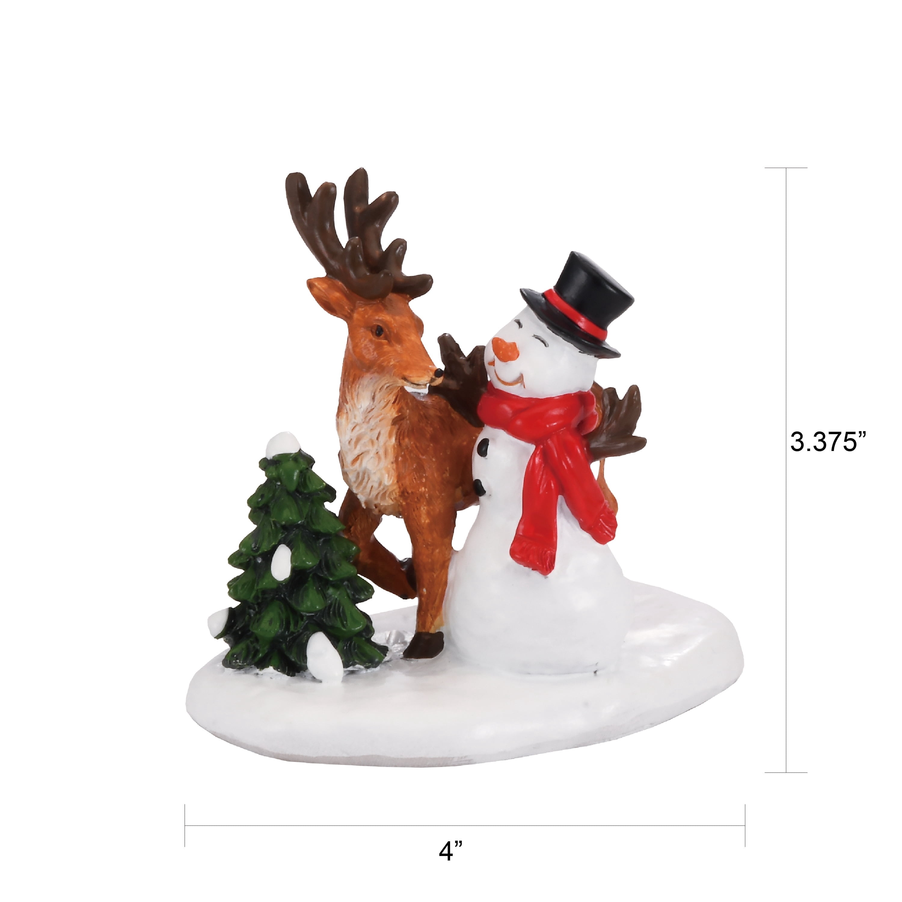 Oh Deer, It's Snowy Christmas Village Decorative Figurine, Multicolor, 4", by Holiday Time