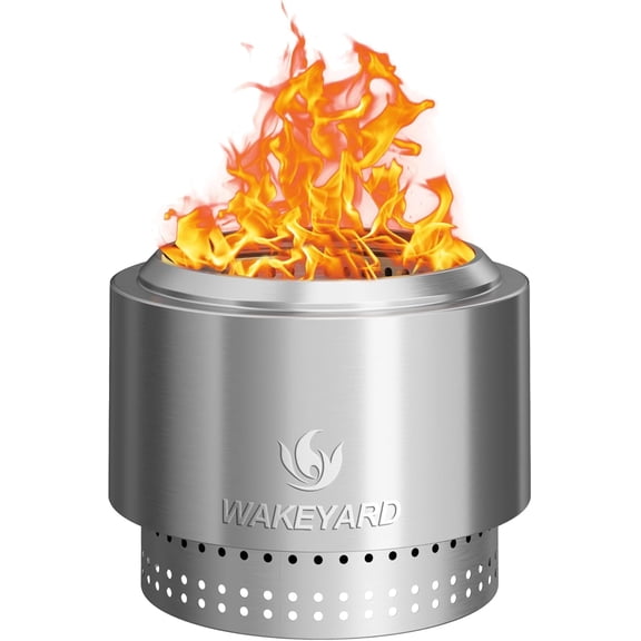 19.5 inch Smokeless FirePit with Waterproof Bag & Poker, Stainless Steel Outdoor Smokeless Fire Pit, Wood Burning Fire Pit for Patio, Camping, Backyard
