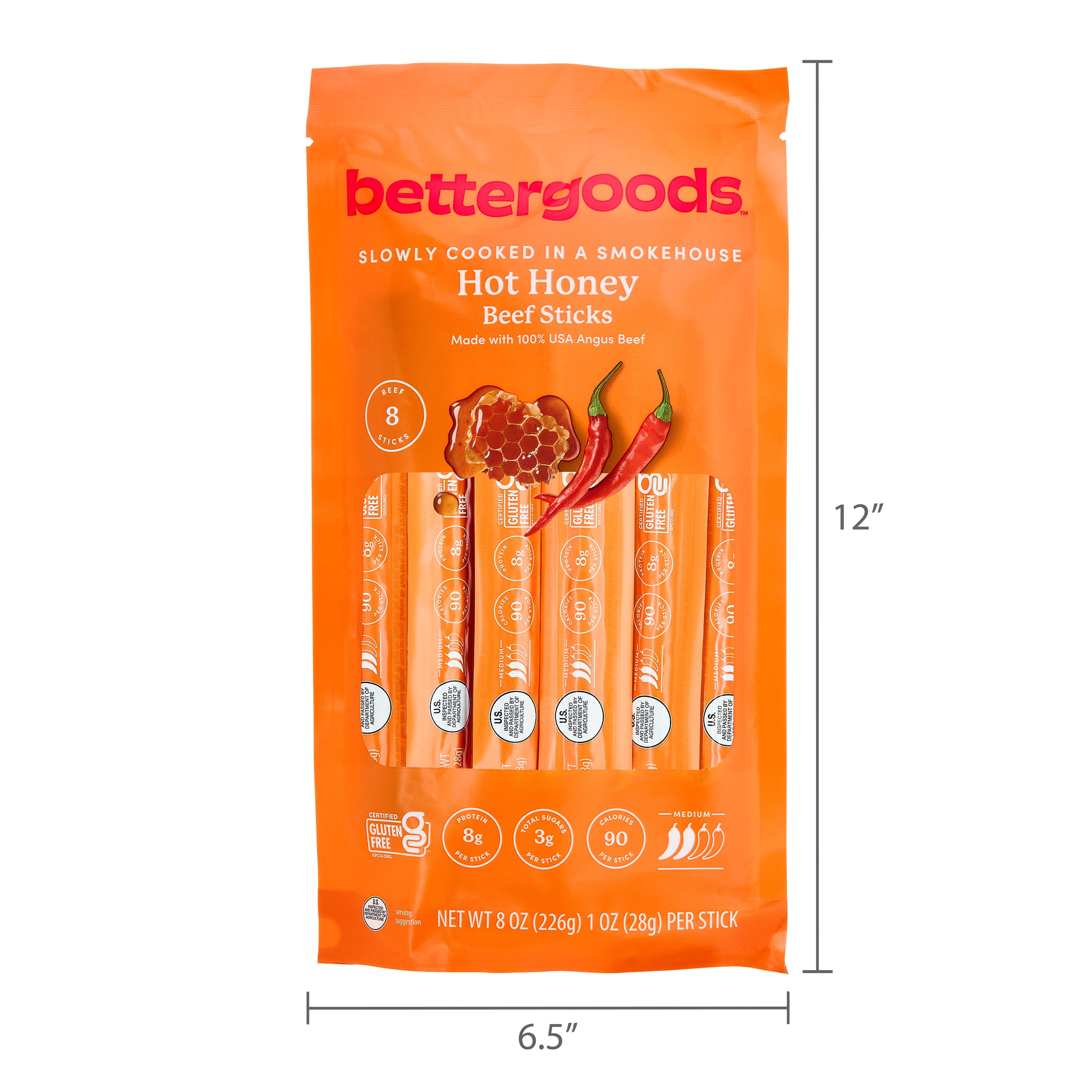 bettergoods Hot Honey Beef Sticks, 8 oz