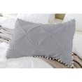 thumbnail image 3 of 2 Piece Pom-Pom Pinch Pleated Solid Silver Pillow Shams, (Queen 20X30 Pillow Cover), 100% Egyptian Cotton, 800 Thread Count, Queen Size, 3 of 4