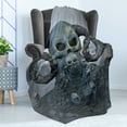 thumbnail image 4 of Skull Soft Flannel Fleece Throw Blanket, Spooky Scary with Many Skulls Horns and Torches Graves Death Ghosts Theme, Cozy Plush for Indoor and Outdoor Use, 70" x 90", Bluegrey Grey, by Ambesonne, 4 of 5