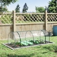 thumbnail image 2 of Outsunny 8.2' x 3.3' x 2.6' Portable Mini Greenhouse Outdoor Gardening Tunnel Shed Plant Growth Warm House w/ Roll-up Doors, Transparent PVC Cover, 2 of 10