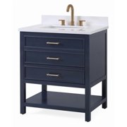 Tennant Brand 30 Modern Navy Blue Bathroom Vanity with White Quartz Top