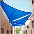 thumbnail image 2 of ColourTreeUSA  Right Triangle Sun Shade Sail w/Cable Ropes HDPE Mesh Fabric Screen Canopy UV Block 190 GSM 24' x 24' x 33.9' - Blue, 2 of 5