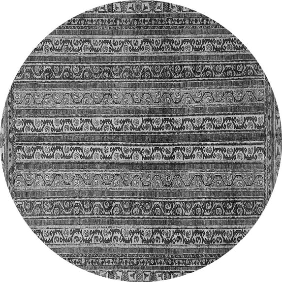 Ahgly Company Indoor Round Abstract Gray Modern Area Rugs, 6' Round