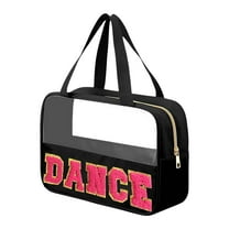 Large Transparent Cosmetic Bag with Letter Embroidery - Makeup Organizer Pouch for Travel Toiletry Storage for Women