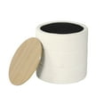 thumbnail image 3 of Mona Storage Ottoman, 19 Inch Round Lift Top, Channeled Ivory Boucle, 3 of 3