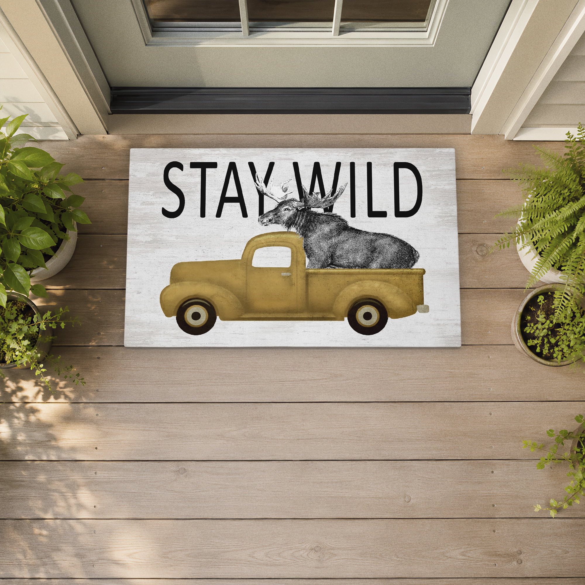 Stupell Industries Stay Wild Moose Tailgate Printed Outdoor Door Floor Mat, design by Lettered and Lined