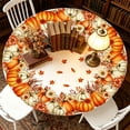 thumbnail image 2 of Fall Sunflower Round Tablecloth, Burnt Orange Pumpkin Thanksgiving Waterproof Table Cover for Kitchen Picnic Party Home Decor 47 In C, 2 of 6