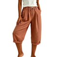 thumbnail image 5 of Linen Capri Pants for Women Wide Leg Summer Capris with Pockets, 2XL, 5 of 6