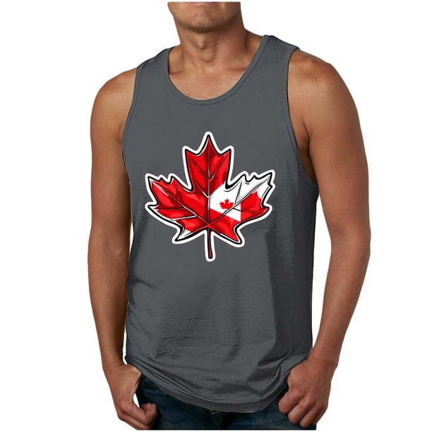 Hombres Hojas de Arce Impresión Gimnasio Hogar Usar Pijamas Color Algodón Color Sólido Cuello Redondo Camiseta