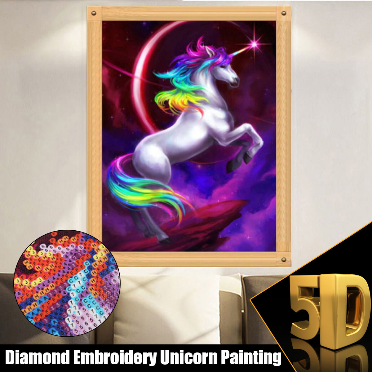 Crystal Rhinestone Diamond Embroidery Paintings Pictures Arts Craft for Home Wall Decor SODIAL DIY 5D Diamond Painting by Number Kits Full Drill,Colorful Starry Sky Music Notation