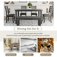 thumbnail image 6 of Miekor Dining Room Table and Chairs with Bench, Rustic Wood Dining Set, Set of 6 (Gray) G9532, 6 of 16