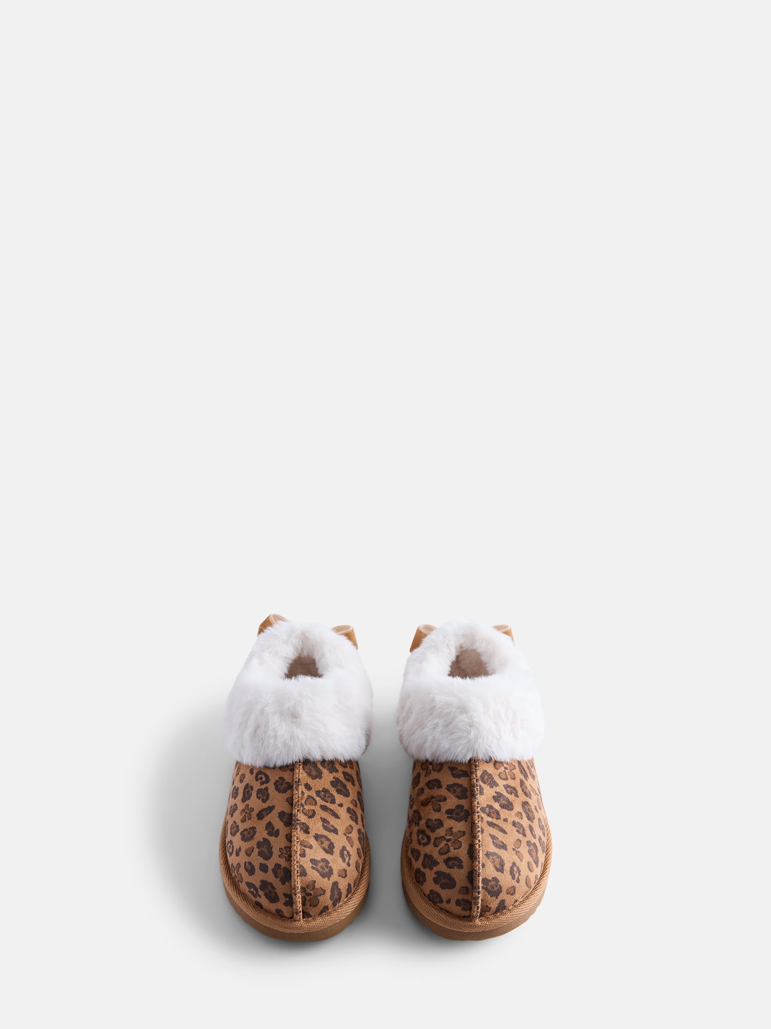 Wonder Nation Baby, Toddler, Little and Big Girls Faux Fur Trim Slippers
