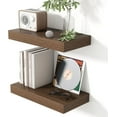 thumbnail image 1 of 16 Inch Floating Shelves for Wall Walnut Shelves Set of 2,Wall Mounted Rustic Wood 8 Inch Deep Floating Shelf with Invisible Brackets for Bedroom Kitchen Living Room, 1 of 8