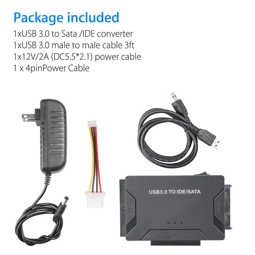forfatter Bedrift omfatte USB 3.0 to IDE & SATA Converter External Hard Drive Adapter Kit 2.5"/3.5"  Cable - Walmart.com