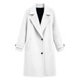 thumbnail image 4 of Womens Trench Coat Notched Lapel Fall Winter Long Sleeve Casual Thicken Wool Blend Single Breasted Pea Coat White S, 4 of 6