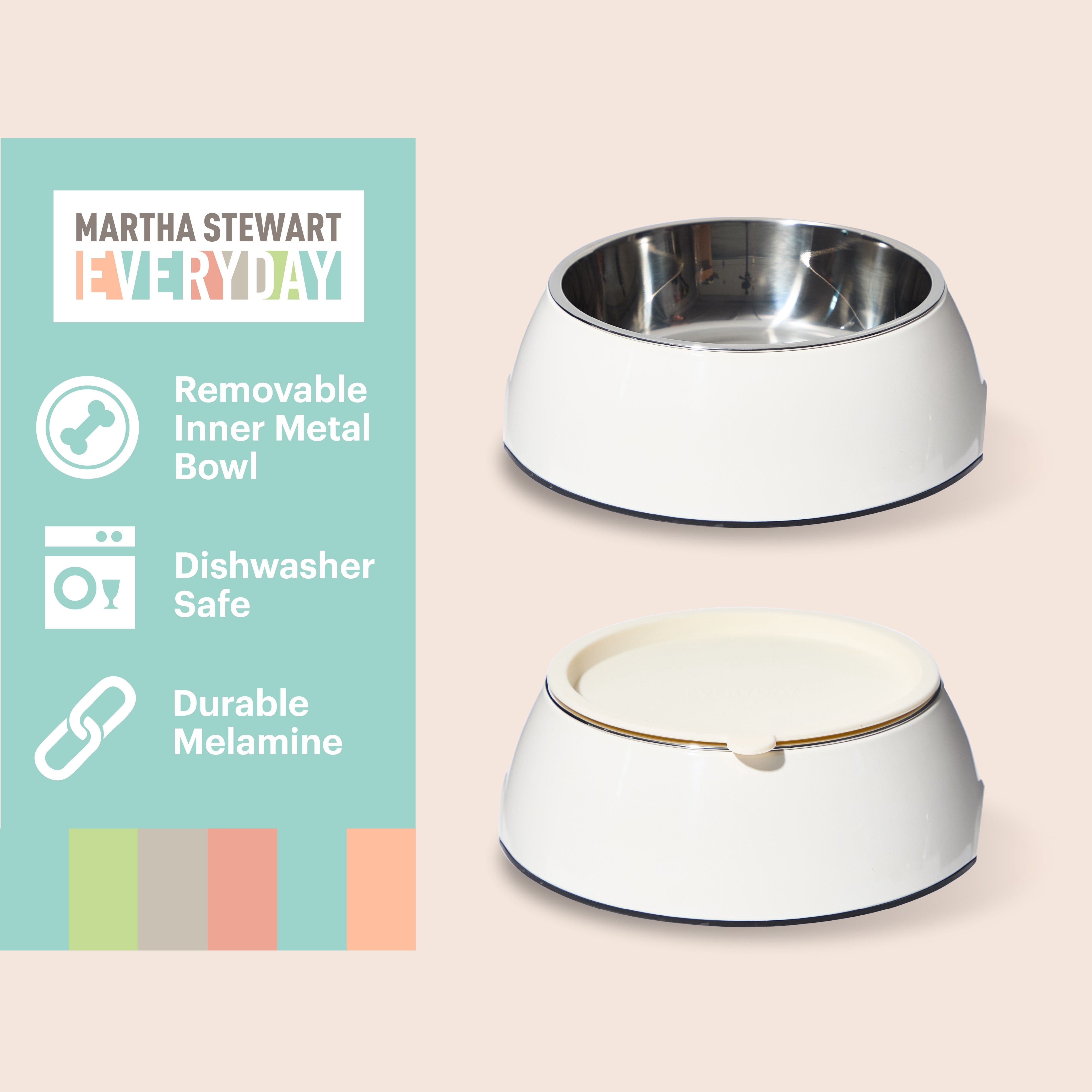 3 in 1 Melamine Cat Bowl Set with Lid Cream Large/Extra Large