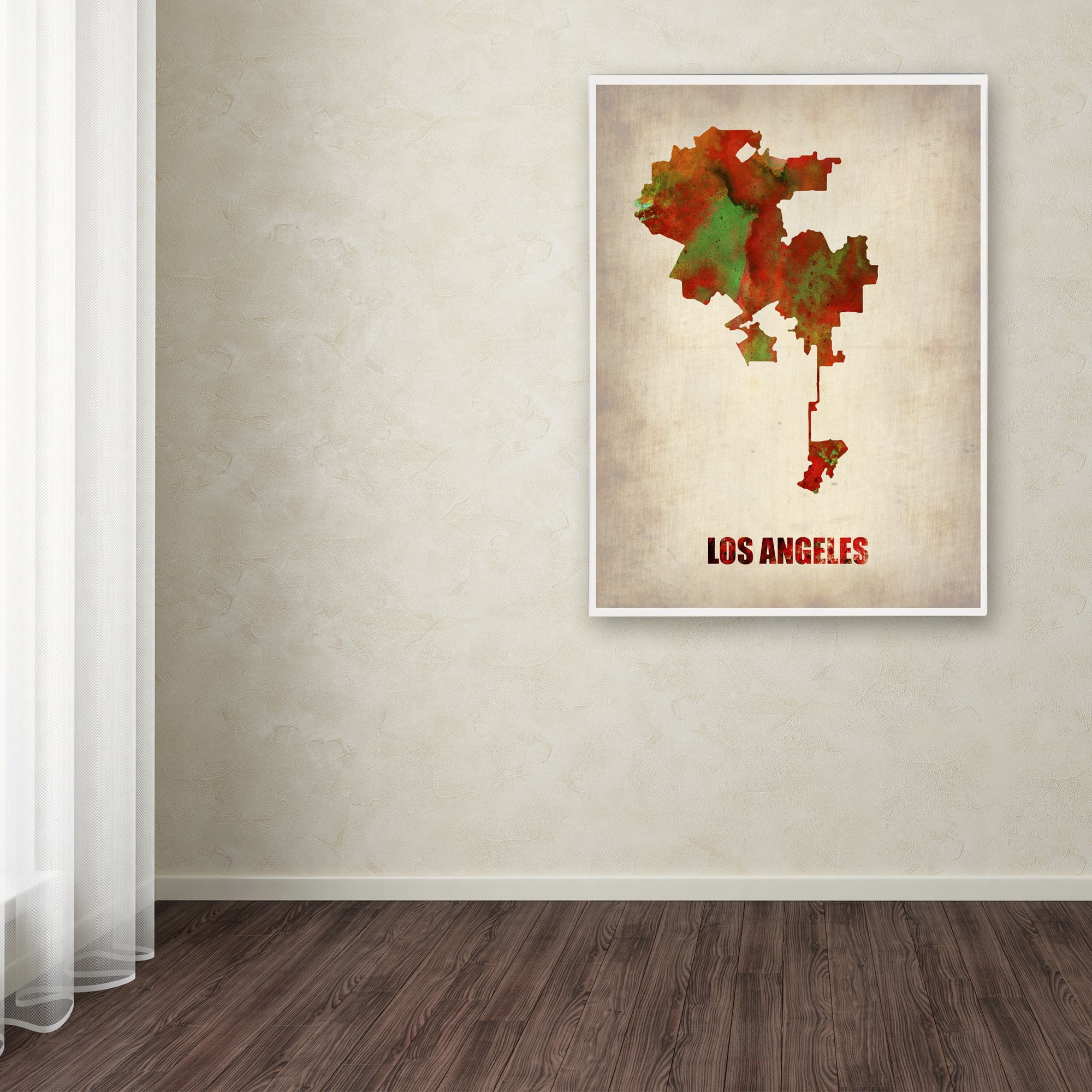 Trademark Fine Art "Los Angeles Watercolor Map" Canvas Art by Naxart