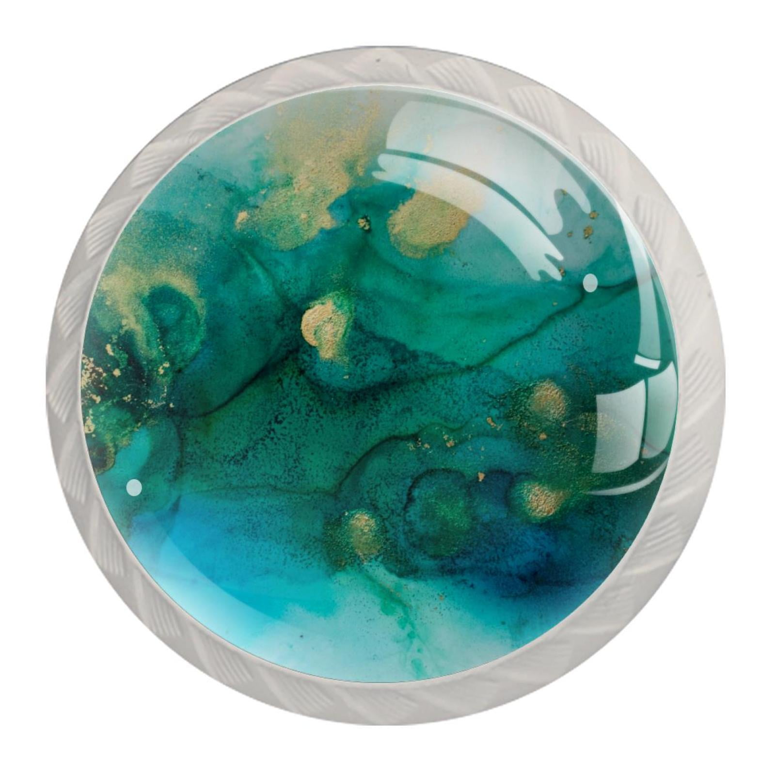 Ownta Alcohol Ink Round Glass Drawer Handles Knobs Pulls With Screws