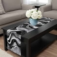 thumbnail image 4 of Abstract Waves Table Runner 108 Inches Long, Black Grey Modern Geometric Striped Kitchen Coffee Dining Table Decoration for Home Party Birthday Wedding Home Decor 13x108 Inches, 4 of 8