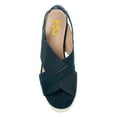 thumbnail image 4 of FSJ Women Peep Toe Wedge High Heels Cross Strap Platform Strappy Sandals Summer Casual Holiday Shoes Size 10.5 Navy Blue, 4 of 5