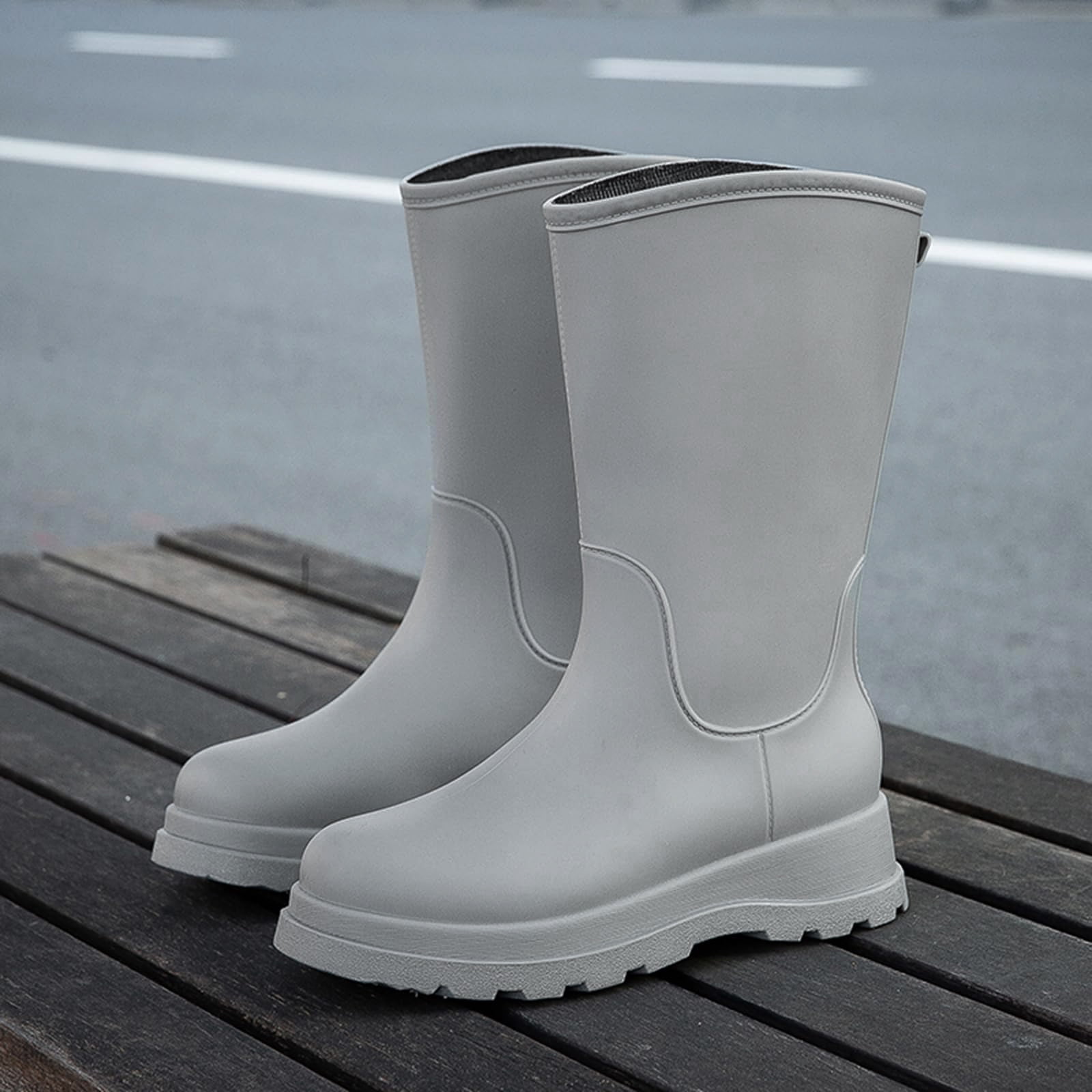 AUXDIQ Rain Shoes Women Mid-calf Boots Waterproof Rain Boots Outdoor Garden Shoes