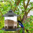 thumbnail image 1 of Comedero para pájaros, impermeable, colgante, con techo y bandeja, para exteriores, jardín, patio, patio trasero, comedero para semillas de aves silvestres a prueba de ardillas (gris), 1 of 4